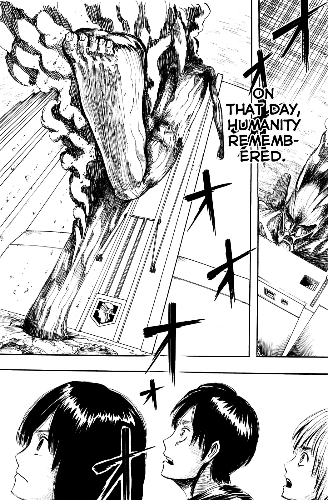 Attack on Titan manga, chapter 1, page 57 of 59