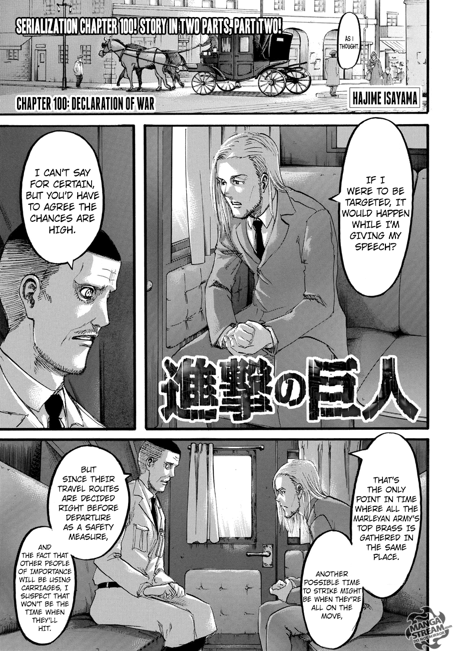 Attack on Titan manga, chapter 100, page 3 of 43