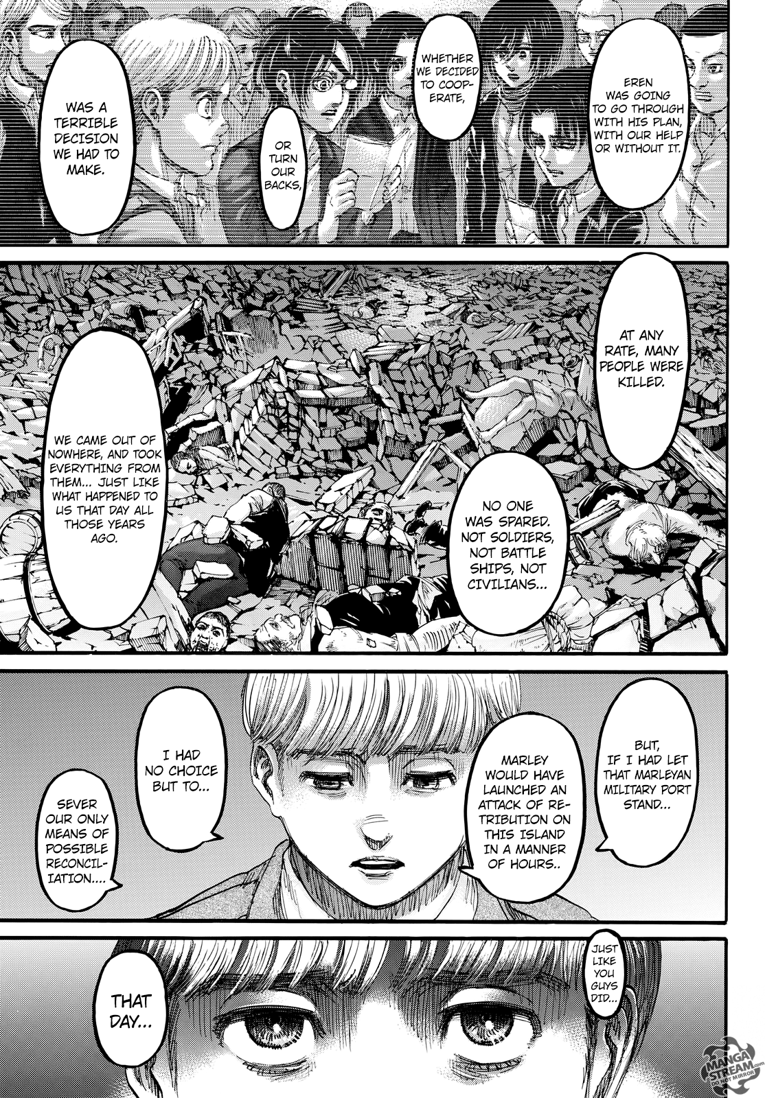 Attack on Titan manga, chapter 106, page 42 of 46