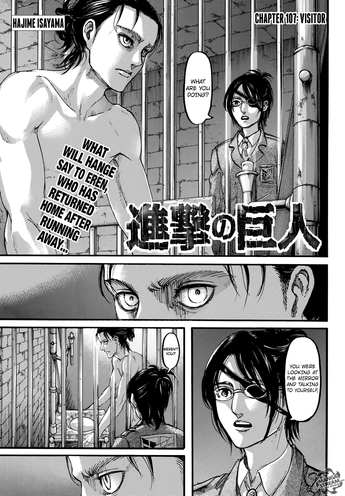 Attack on Titan manga, chapter 107, page 1 of 46