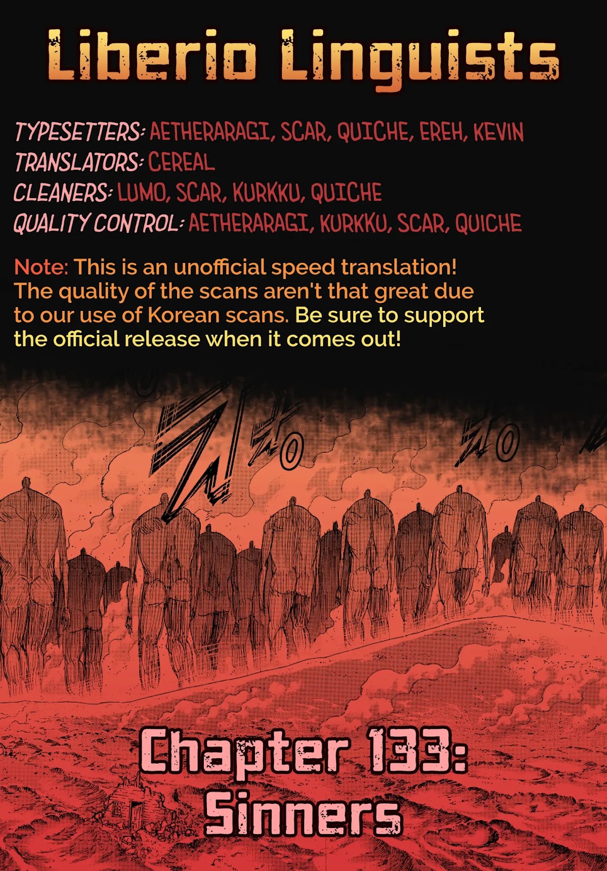 Attack on Titan Chapter 133 page 1 - Chapter 133: Sinner