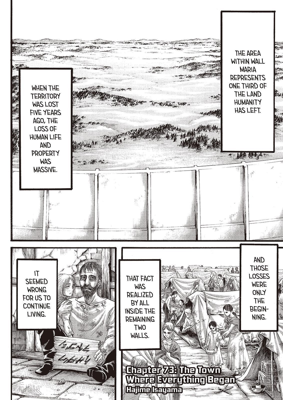 Attack on Titan manga, chapter 73, page 2 of 47