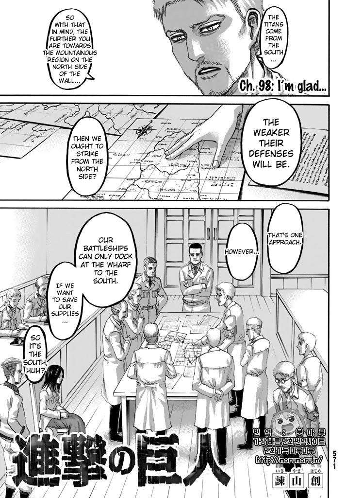 Attack on Titan manga, chapter 98, page 1 of 45