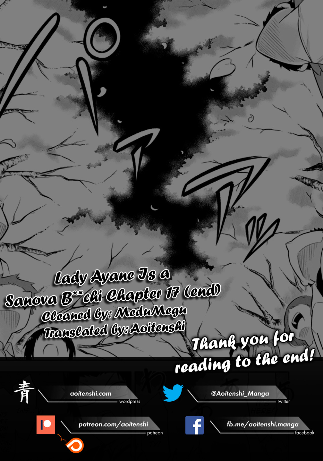 Ayane Oujou-sama wa Sanova B**ch ni Araserareru Chapter 17 page 22 - Chapter 17: She is a B**chi [END]
