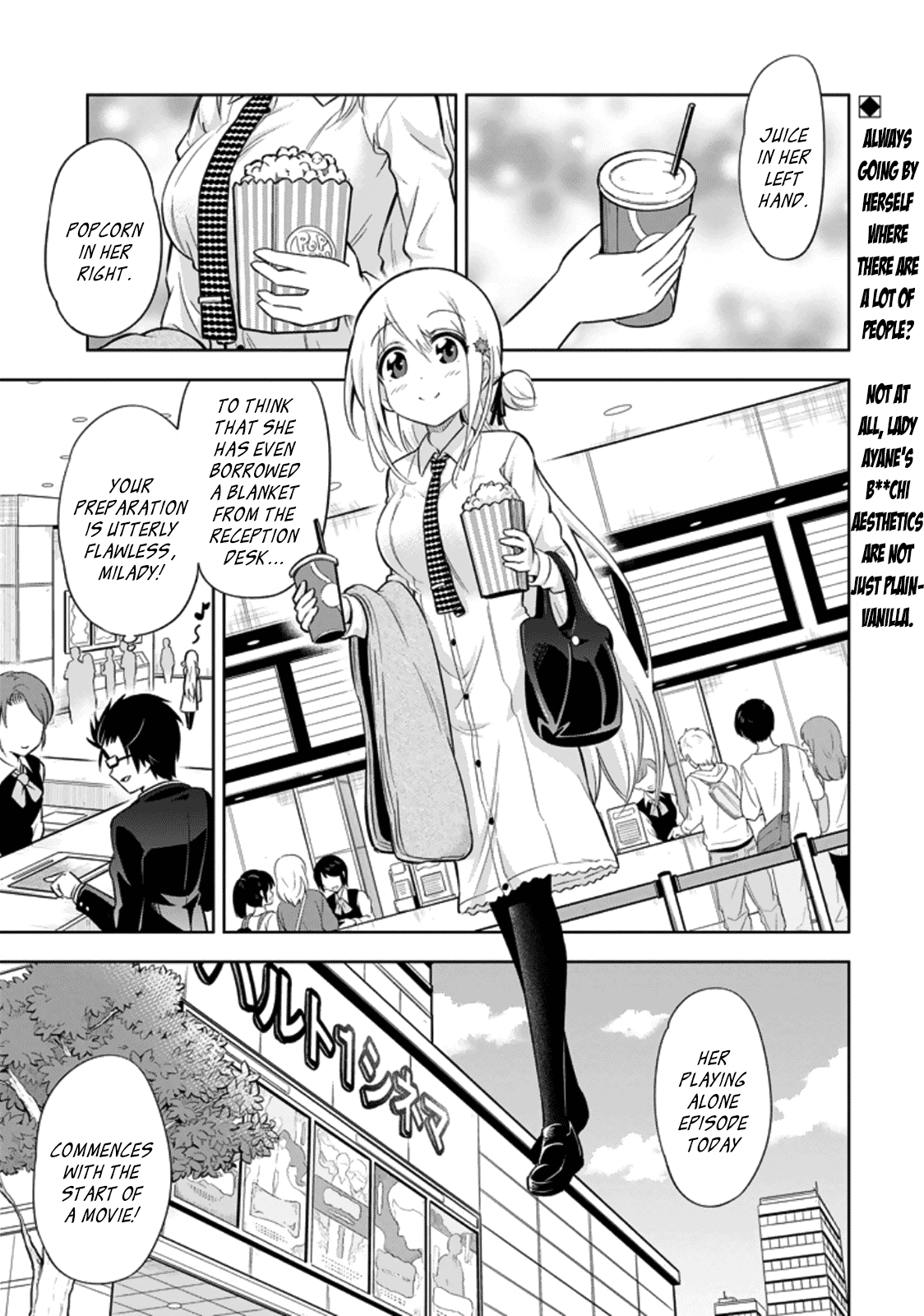 Ayane Oujou-sama wa Sanova B**ch ni Araserareru Chapter 6 page 1 - Chapter 6: At the Mov*es