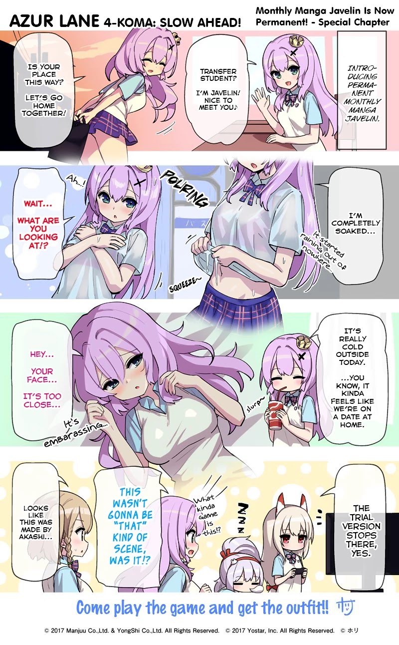 Azur Lane 4-koma: Slow Ahead Chapter 86.5 page 1 - Chapter 86.5: Monthly Manga Javelin Is Now Permanent!