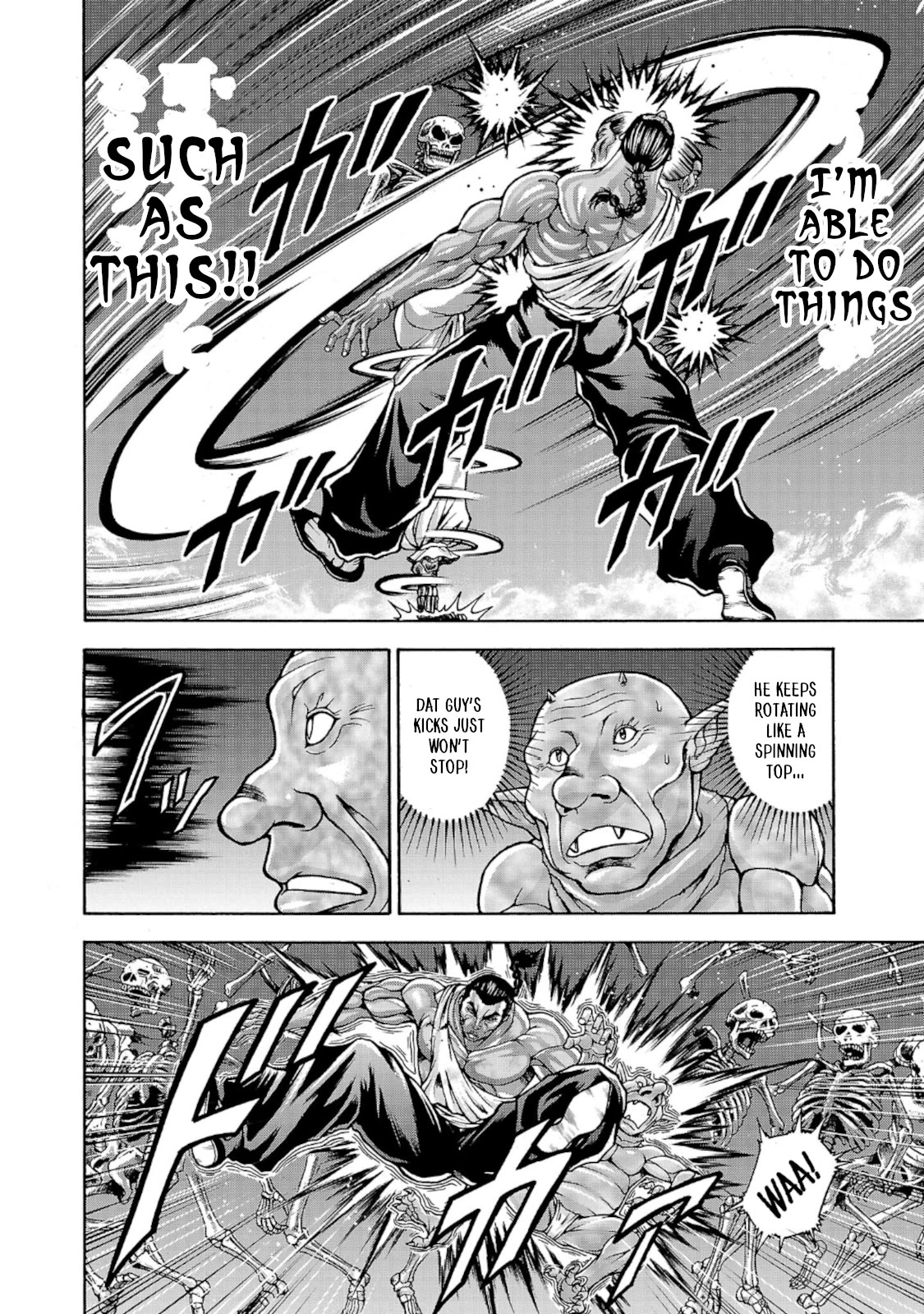 Baki Side Story - Retsu Kaioh Doesn't Mind Even if it's in another World Chapter 34 page 12 - Chapter 34: Spinning top