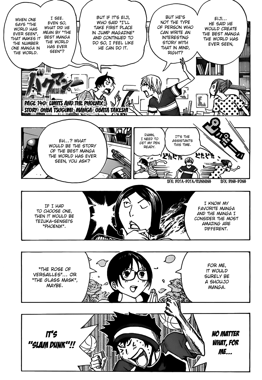 Bakuman Chapter 140 page 3 - Chapter 140: Limits and The Phoenix