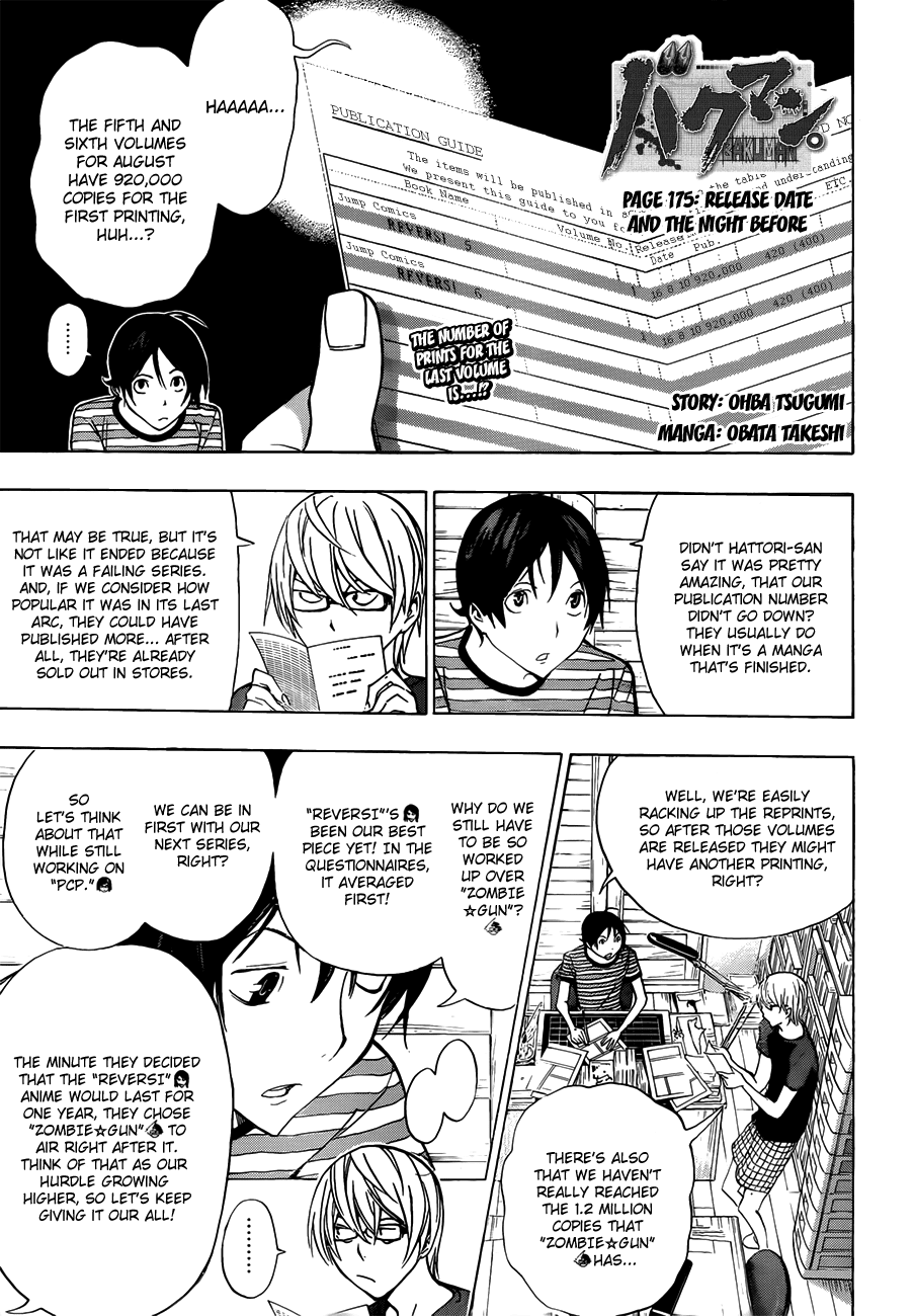 Bakuman Chapter 175 page 2 - Chapter 175: Release Date and the Night Before