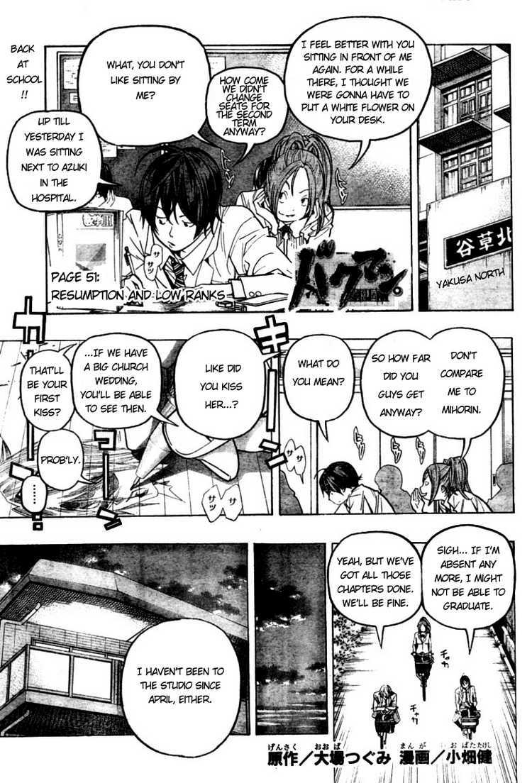 Bakuman Chapter 51 page 1 - Chapter 51: Resumption and Low Ranks