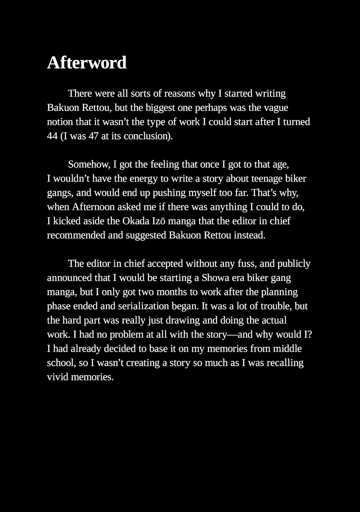 Bakuon Rettou Chapter 105.5 page 2 - Chapter 105.5: Afterword