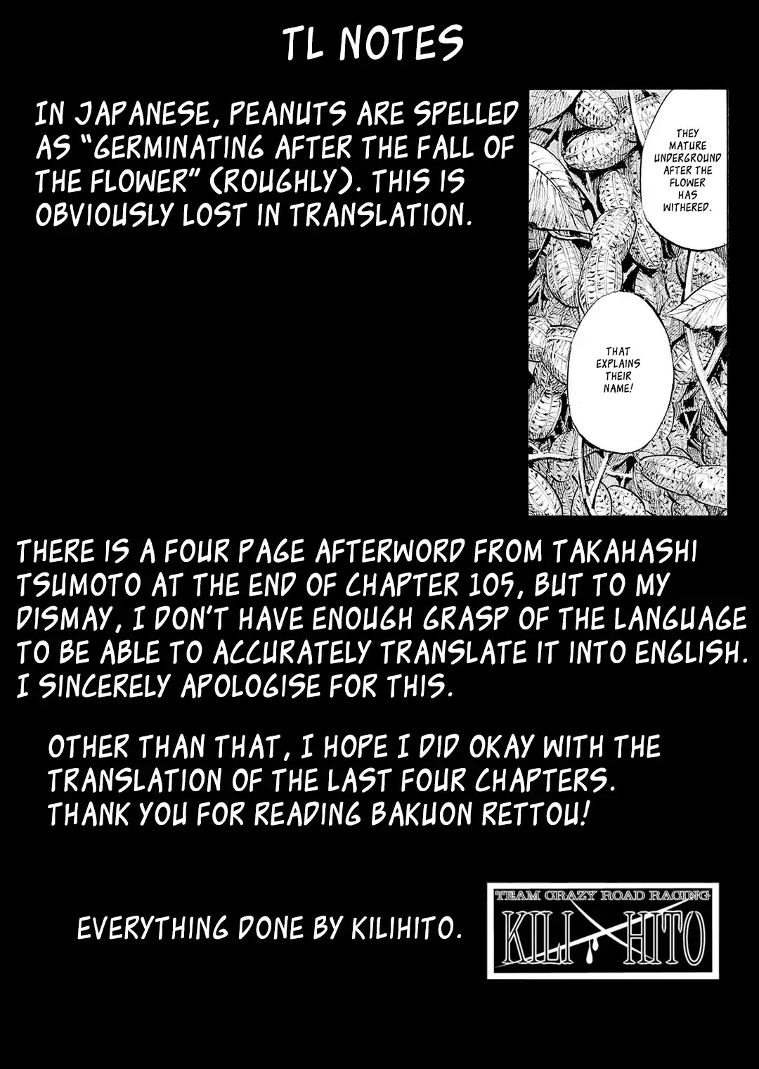 Bakuon Rettou Chapter 105 page 28 - Chapter 105: Work In A Field Of Peanuts [END]