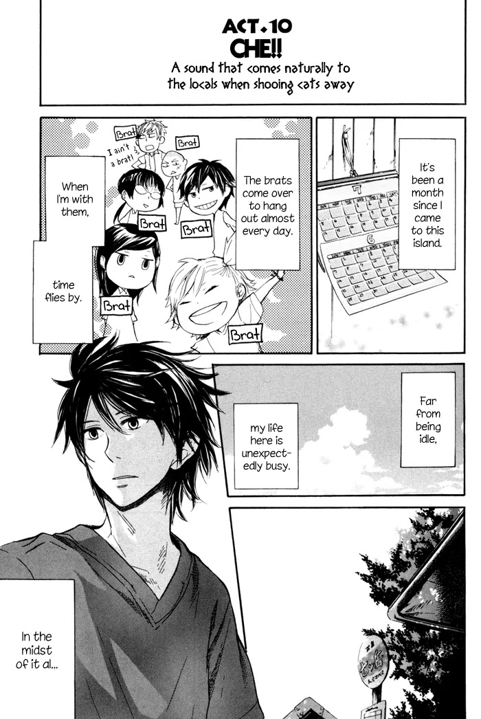Barakamon Chapter 10 page 2 - Chapter 10: Che!!/A Sound that Comes Naturally to the Locals Whe Shooing Cats Away