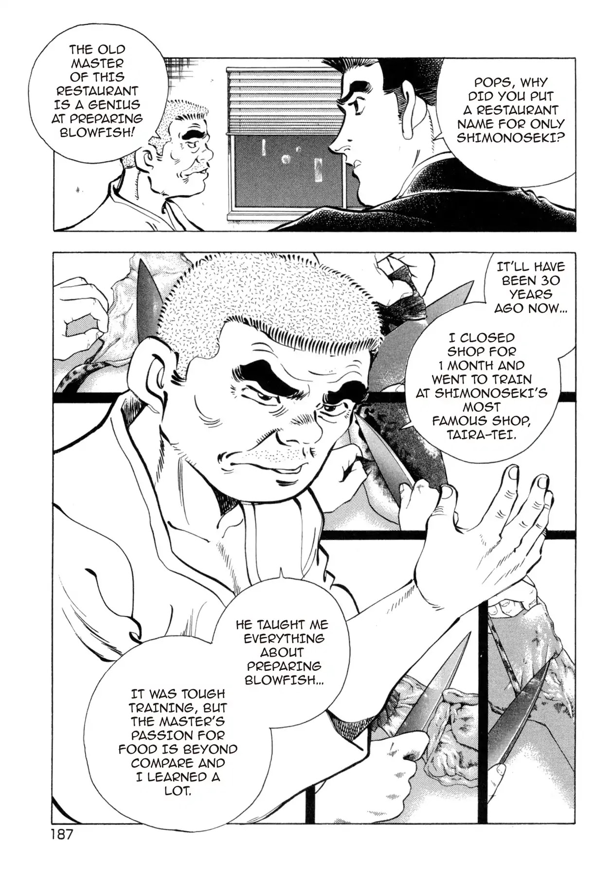 Battles of the Wandering Chef Chapter 4.5-7 page 15 - Vol.4 Musashi's After Story ~ Shimonoseki Blowfish Cuisine Edition: Chapter 3: Rivals