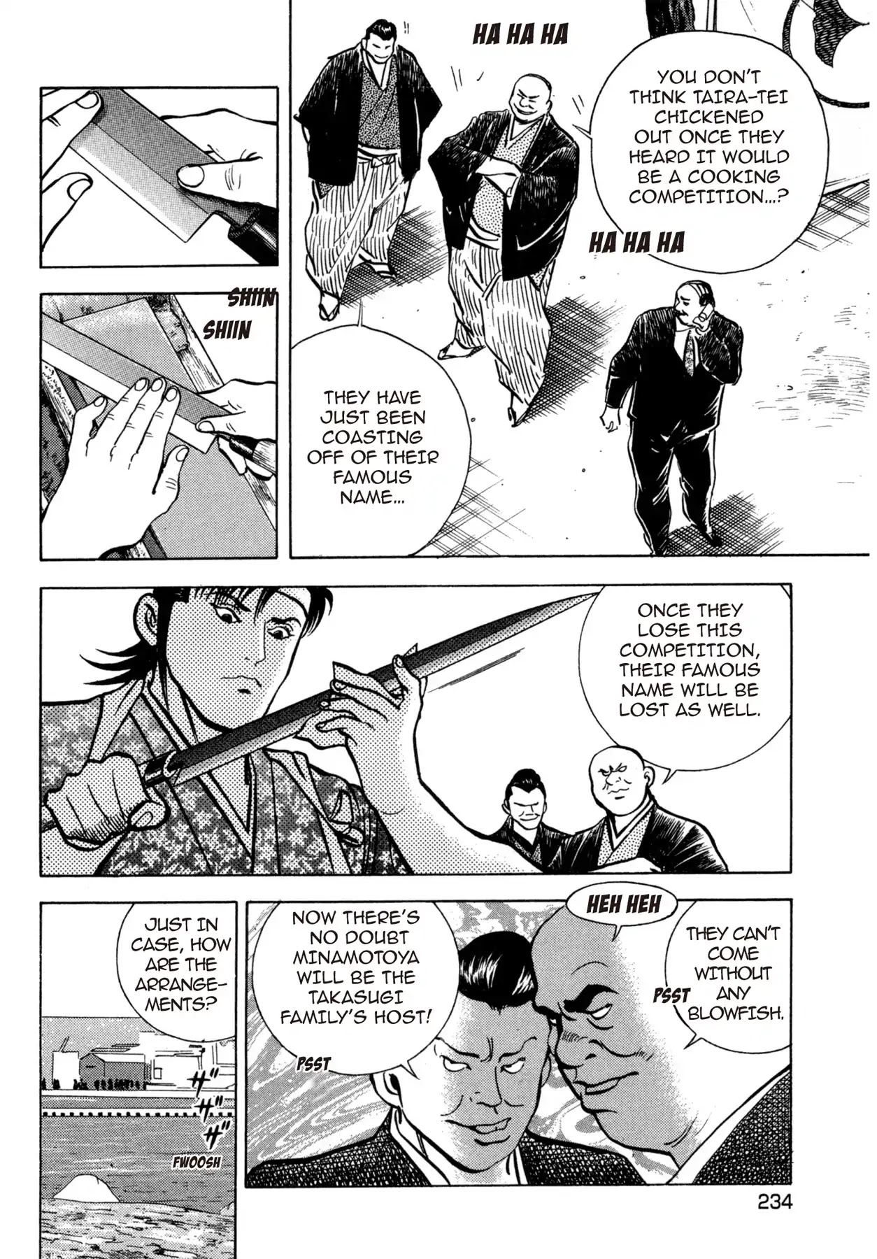 Battles of the Wandering Chef Chapter 4.5-9 page 14 - Vol.4 Musashi's After Story ~ Shimonoseki Blowfish Cuisine Edition: Final Chapter: Ganryu-jima's Decisive Battle [END]
