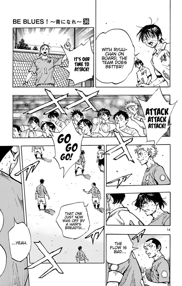 BE BLUES ~Ao ni nare~ Chapter 355 page 14 - Chapter 355: A Hair's Breadth!