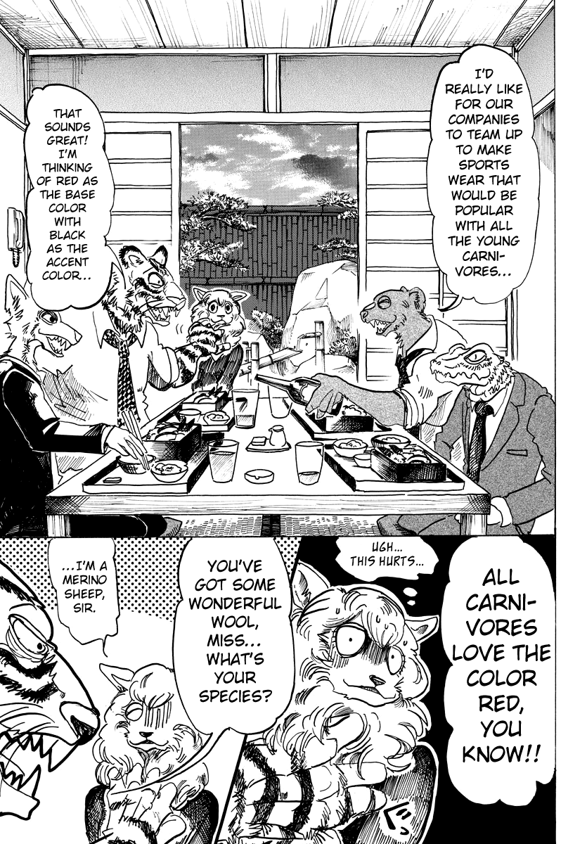 Beastars Chapter 100 page 10 - Chapter 100: What Happens when you Bust a Tire in a Very Full Train?