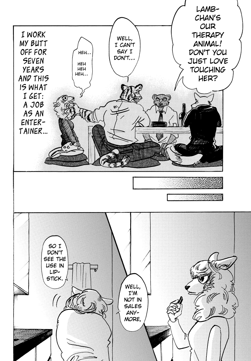 Beastars Chapter 100 page 11 - Chapter 100: What Happens when you Bust a Tire in a Very Full Train?