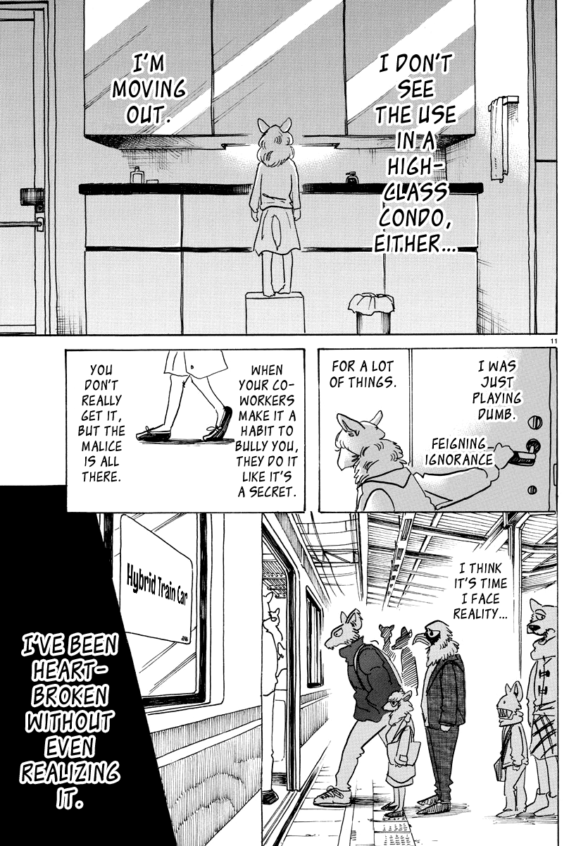 Beastars Chapter 100 page 12 - Chapter 100: What Happens when you Bust a Tire in a Very Full Train?