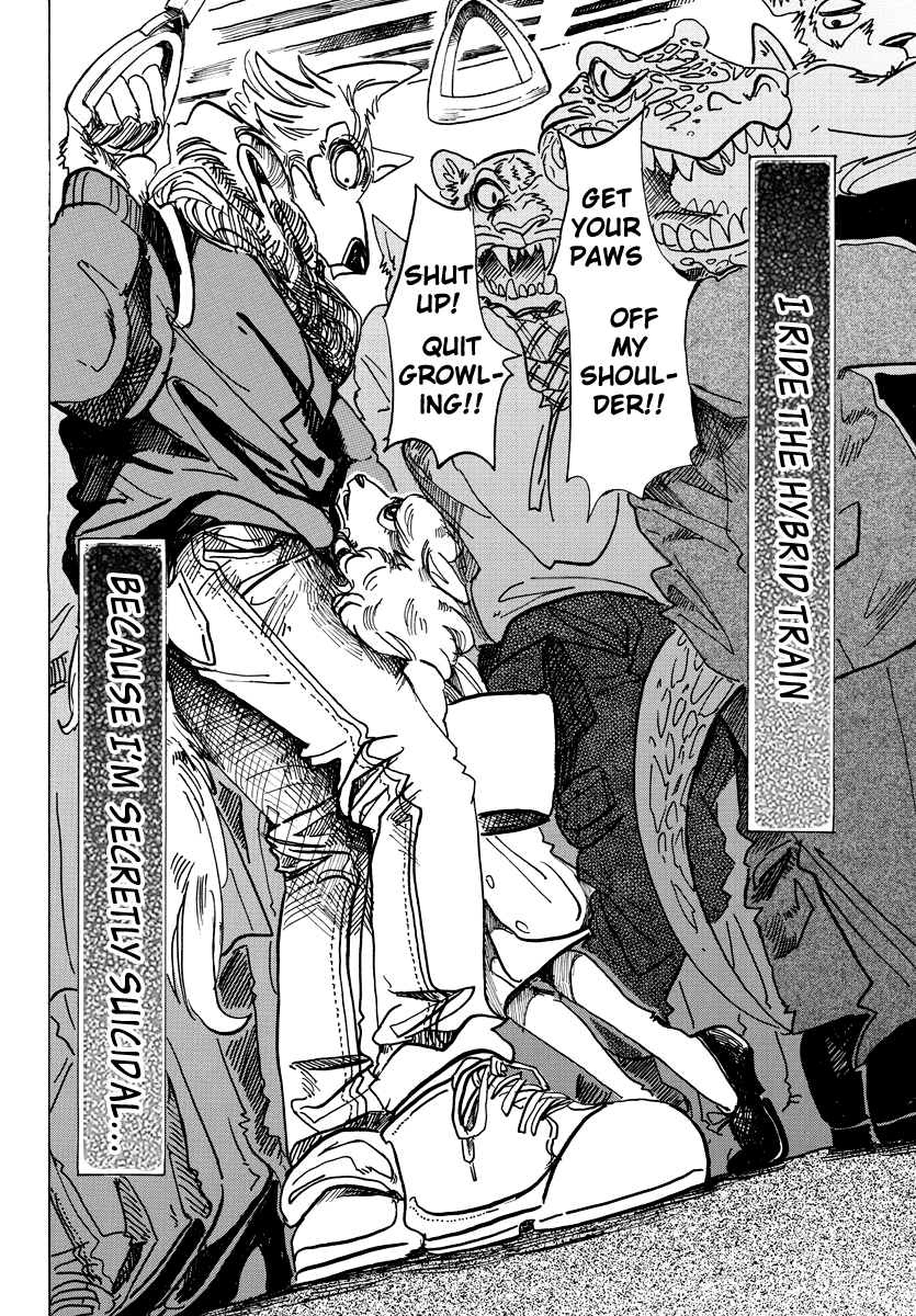 Beastars Chapter 100 page 13 - Chapter 100: What Happens when you Bust a Tire in a Very Full Train?