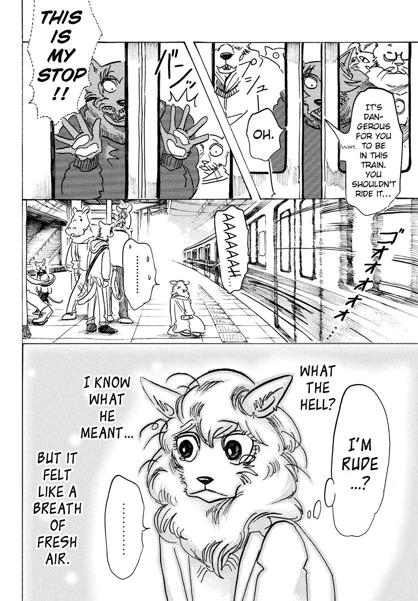 Beastars Chapter 100 page 16 - Chapter 100: What Happens when you Bust a Tire in a Very Full Train?