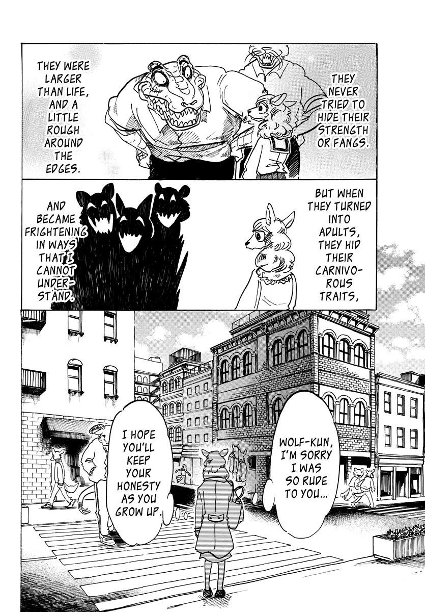Beastars Chapter 100 page 18 - Chapter 100: What Happens when you Bust a Tire in a Very Full Train?