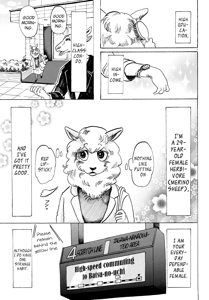 Beastars Chapter 100 page 2 - Chapter 100: What Happens when you Bust a Tire in a Very Full Train?