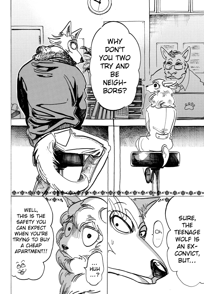 Beastars Chapter 100 page 20 - Chapter 100: What Happens when you Bust a Tire in a Very Full Train?