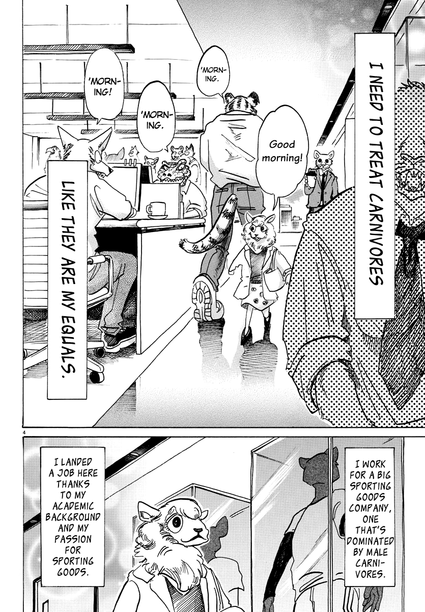 Beastars Chapter 100 page 5 - Chapter 100: What Happens when you Bust a Tire in a Very Full Train?
