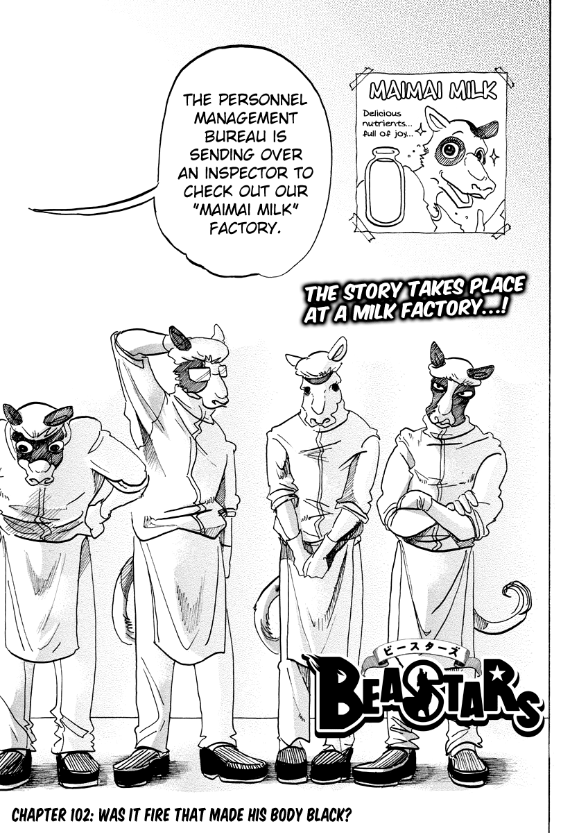 Beastars Chapter 102 page 1 - Chapter 102: Was It Fire That Made His Body Black?