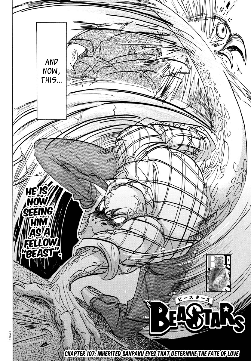 Beastars Chapter 107 page 2 - Chapter 107: Inherited Sanpaku Eyes that Determine the Fate of Love