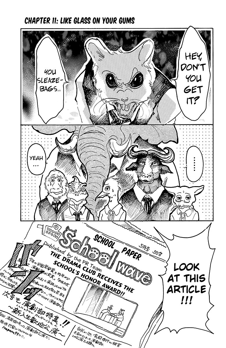Beastars Chapter 11 page 1 - Chapter 11: Like Glass on Your Gums