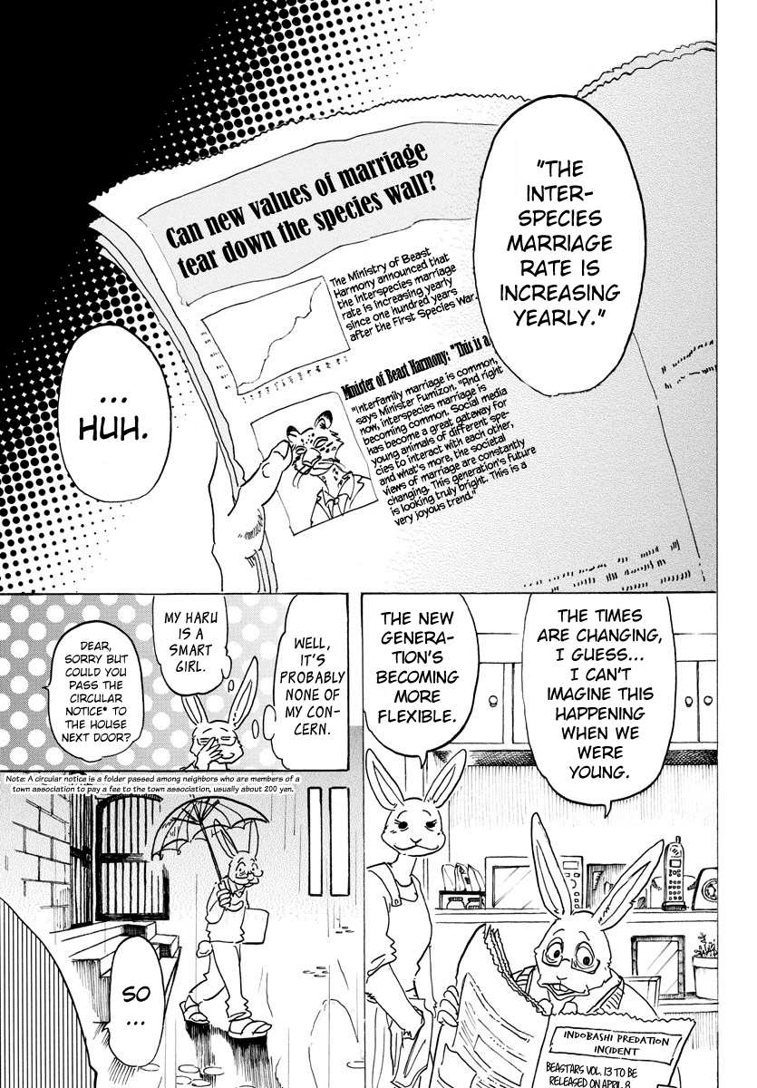 Beastars Chapter 125 page 1 - Chapter 125: A Monster's Threatening Letter with a Noshi Attached