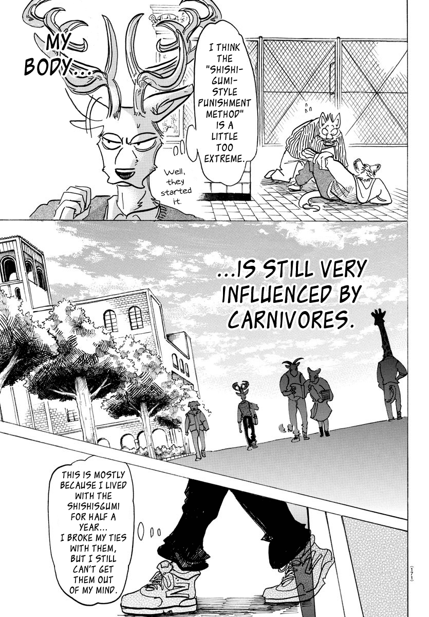 Beastars Chapter 130 page 13 - Chapter 130: His Lead-Colored Prosthetic Leg is Sometimes Rainbow-Colored Under the Sun