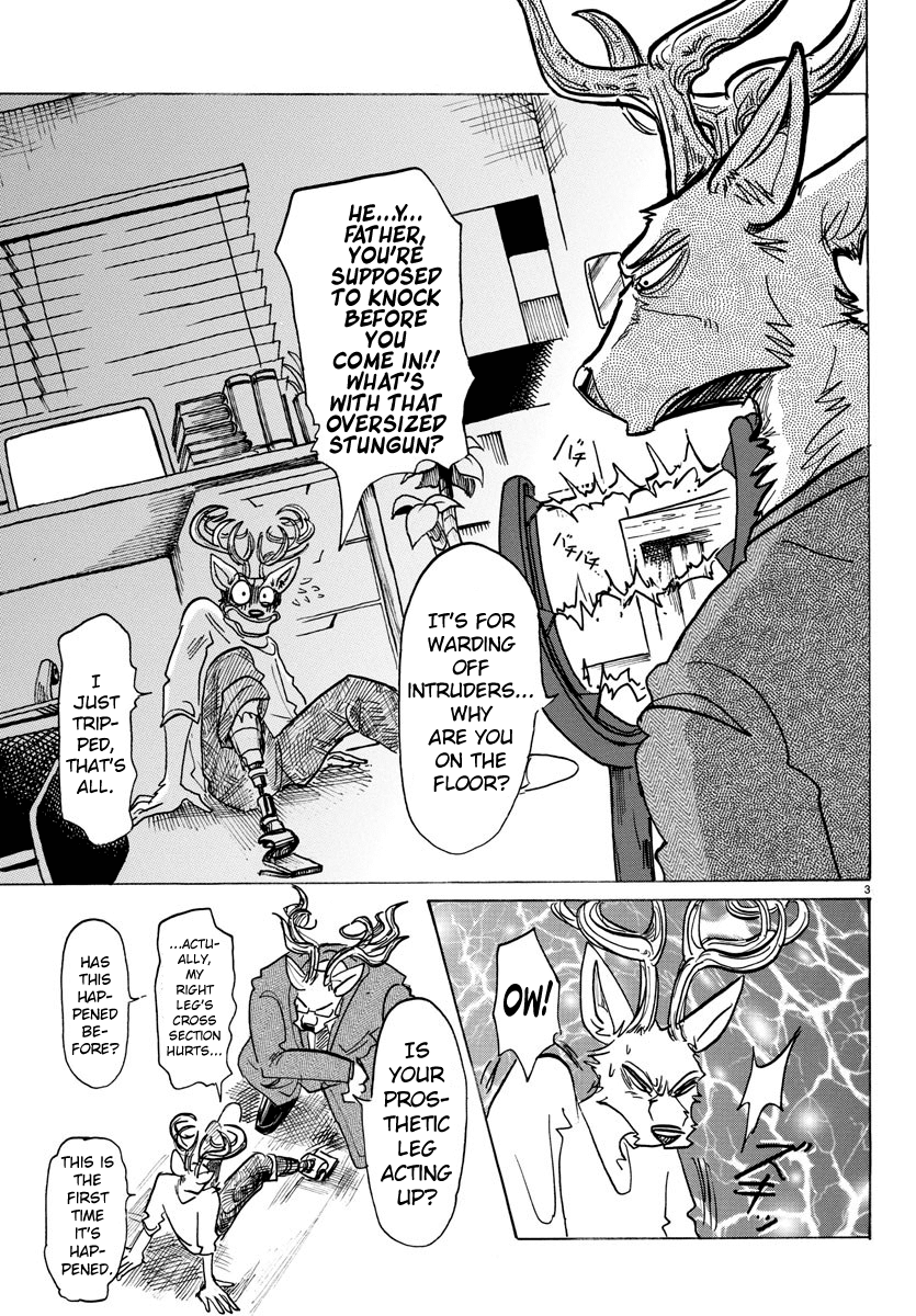 Beastars Chapter 130 page 3 - Chapter 130: His Lead-Colored Prosthetic Leg is Sometimes Rainbow-Colored Under the Sun