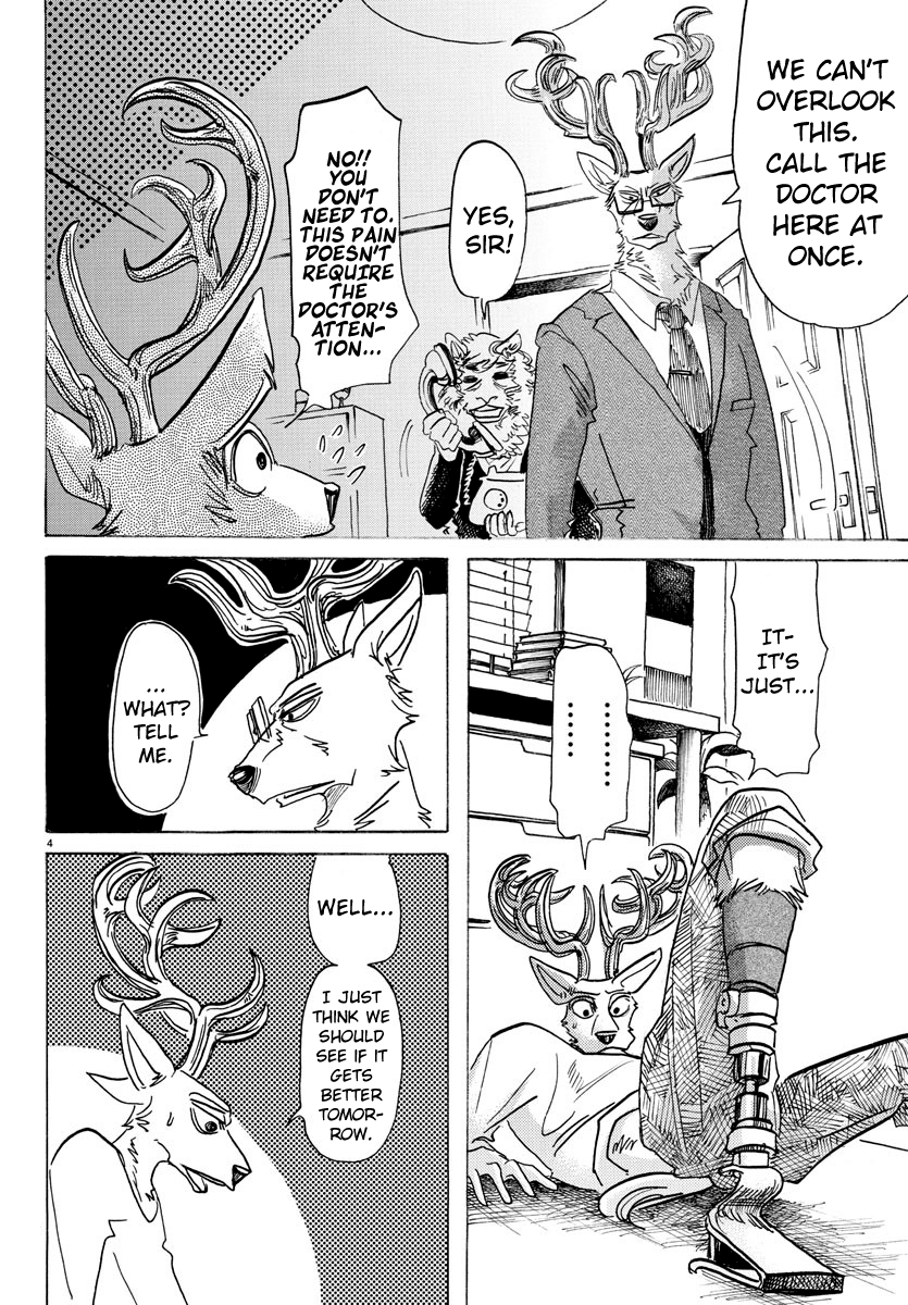 Beastars Chapter 130 page 4 - Chapter 130: His Lead-Colored Prosthetic Leg is Sometimes Rainbow-Colored Under the Sun