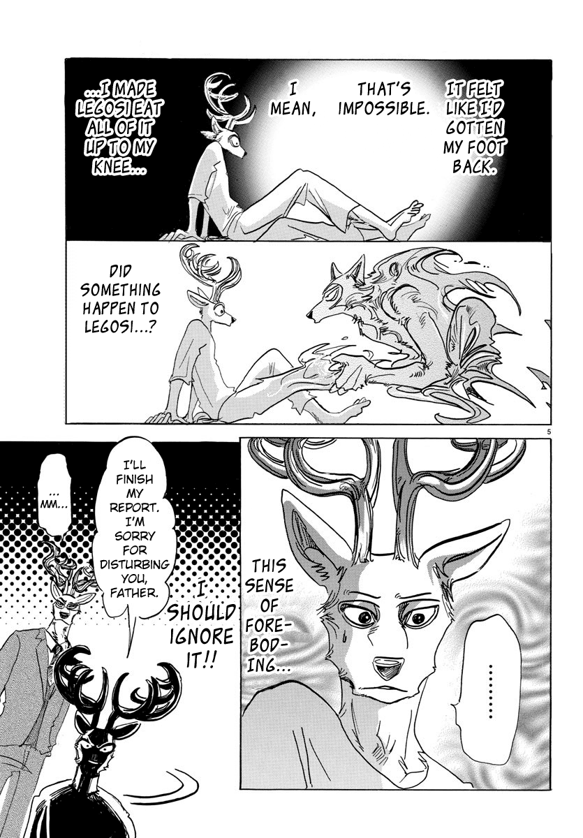 Beastars Chapter 130 page 5 - Chapter 130: His Lead-Colored Prosthetic Leg is Sometimes Rainbow-Colored Under the Sun
