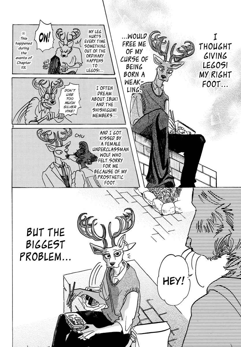 Beastars Chapter 130 page 8 - Chapter 130: His Lead-Colored Prosthetic Leg is Sometimes Rainbow-Colored Under the Sun