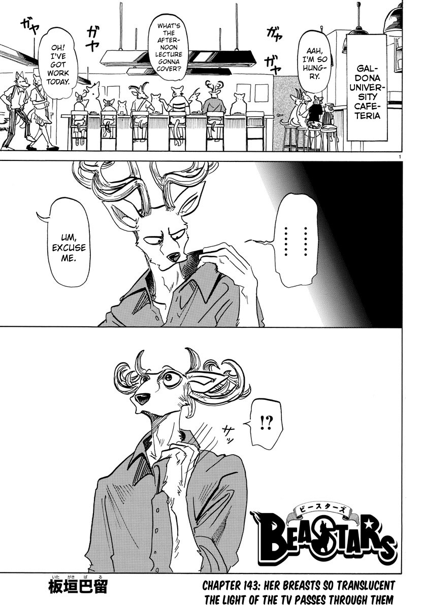 Beastars Chapter 143 page 1 - Chapter 143: Her Breasts So Translucent the Light of the TV Passes Through Them