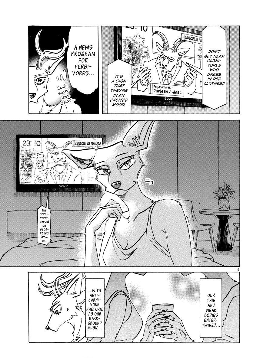 Beastars Chapter 143 page 9 - Chapter 143: Her Breasts So Translucent the Light of the TV Passes Through Them