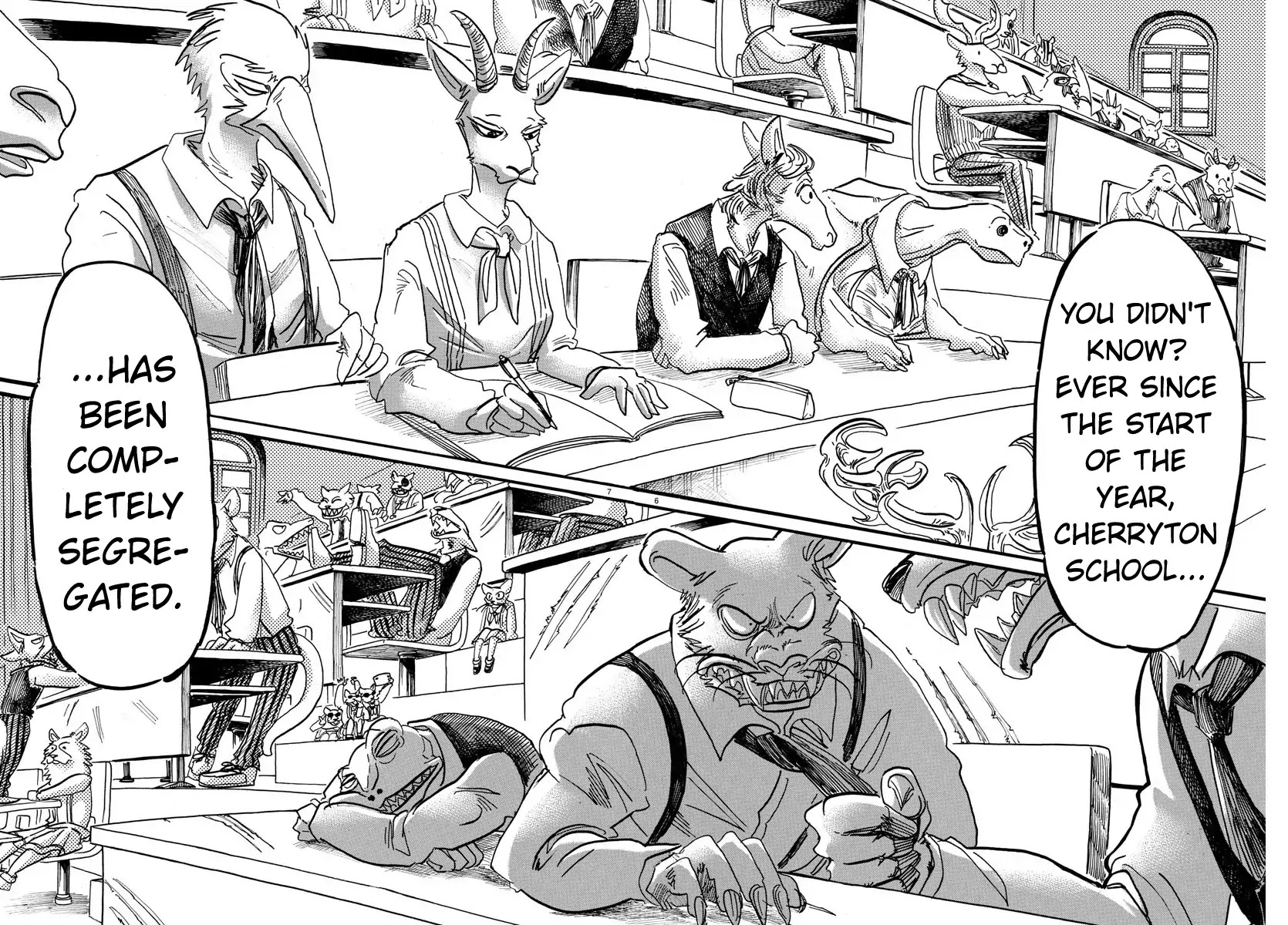 Beastars Chapter 152 page 6 - Chapter 152: A Question of Self-Harming School Regulations: Claw Marks on the Wall