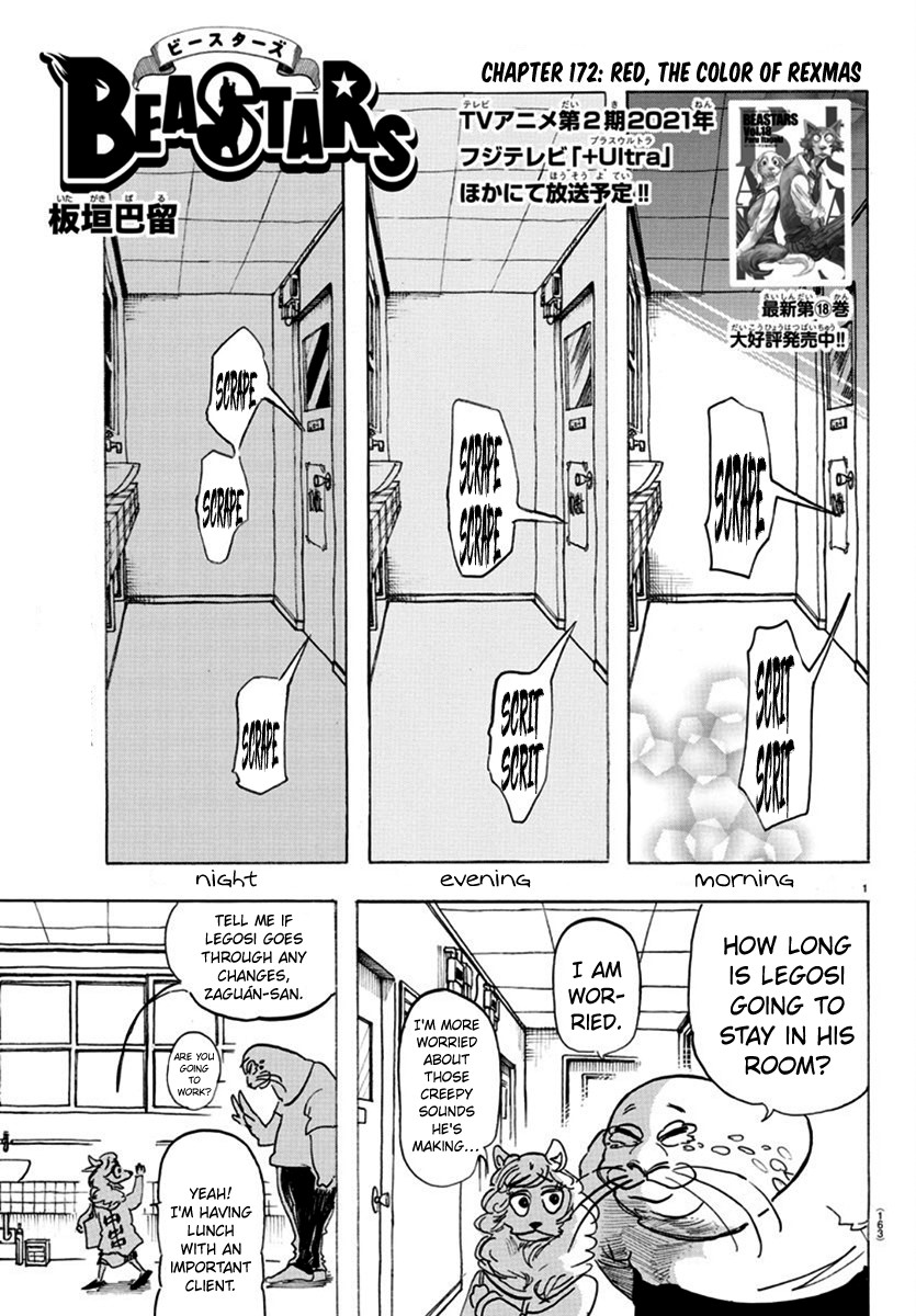 Beastars Chapter 172 page 1 - Chapter 172: Red, the Color of Rexmas