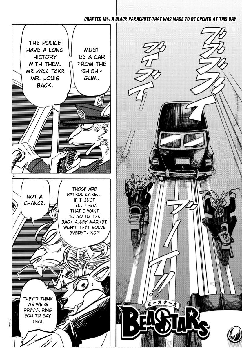 Beastars Chapter 186 page 2 - Chapter 186: A Black Parachute That Was Made to Be Opened at This Day