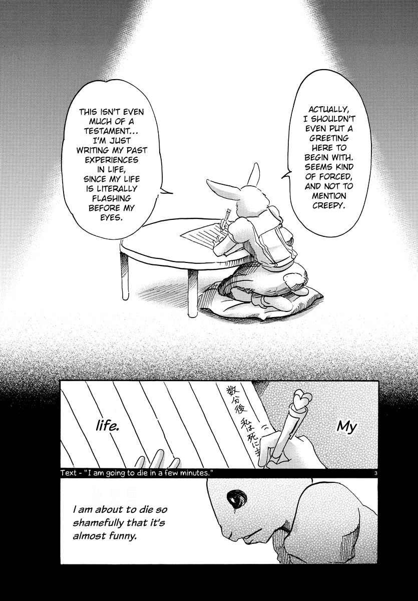 Beastars Chapter 38 page 3 - Chapter 38: White Fur on a Piece of Lined Paper