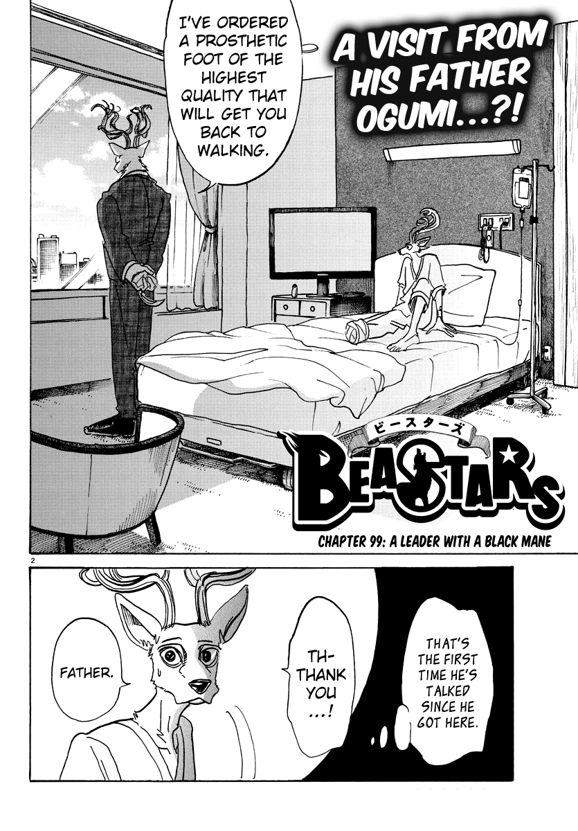 Beastars Chapter 99 page 2 - Chapter 99: A Leader with a Black Mane