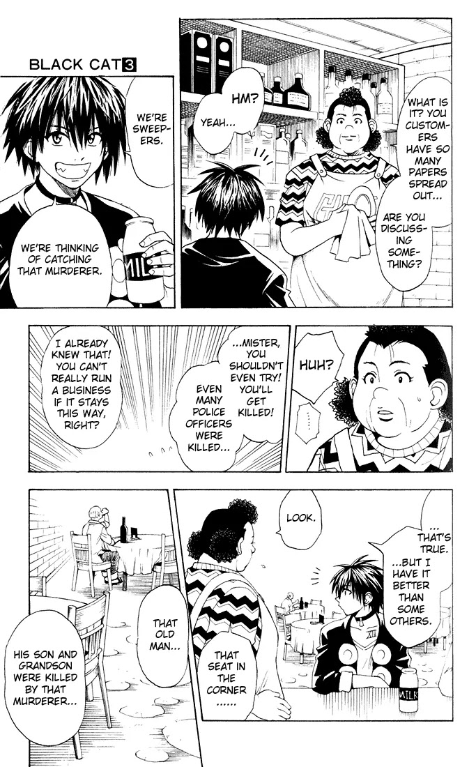Black Cat Chapter 21 page 12 - Chapter 21: Speculation Revolving Around the Target, Gyanza