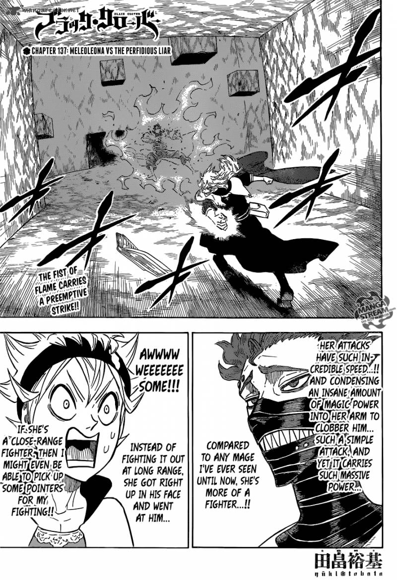Black Clover Chapter 137 page 1 - Chapter 137: Mereoleona vs. Rhya the Treachery