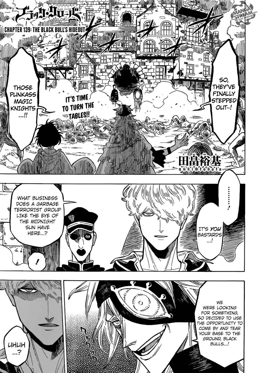 Black Clover Chapter 139 page 1 - Chapter 139: The Black Bulls' Hideout