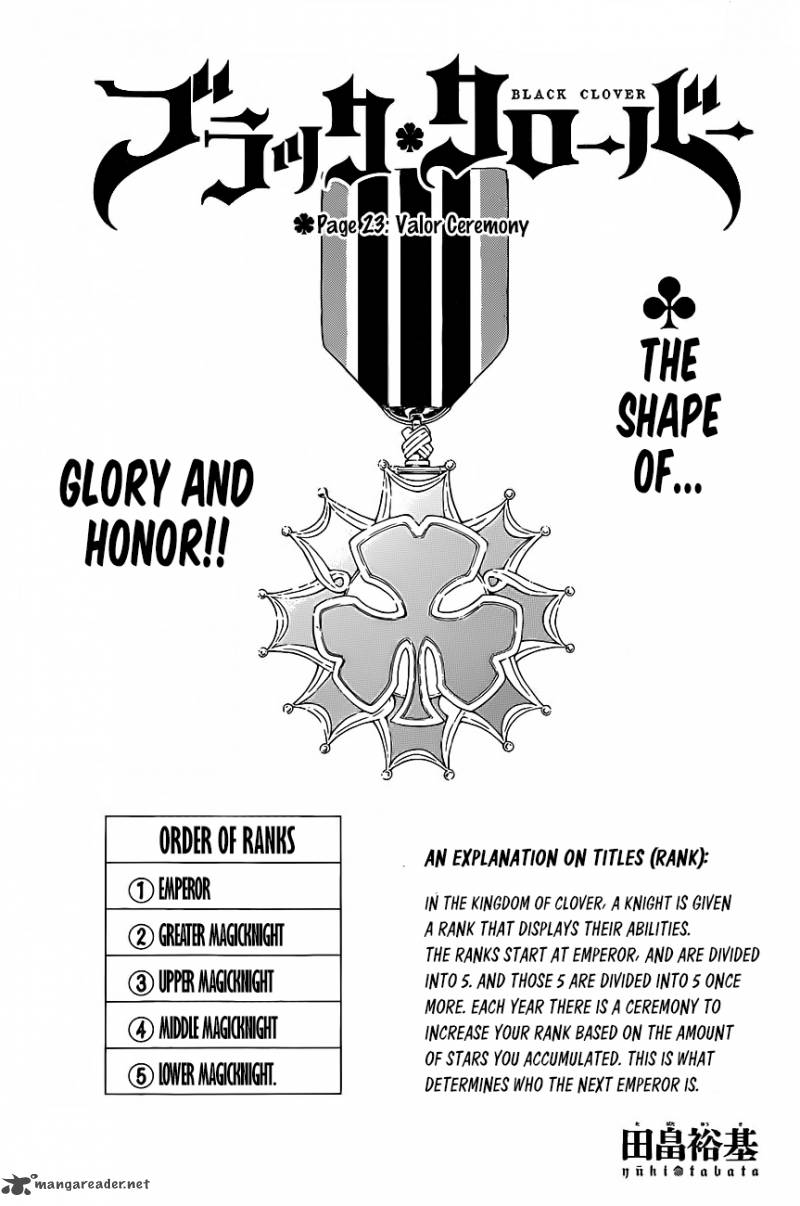 Black Clover Chapter 23 page 1 - Chapter 23: War Merits Conferment Ceremony