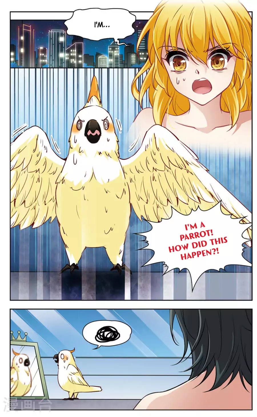 Black Feather Love Song Chapter 2 page 4 - Chapter 2: Help Me! I Turned Into a Parrot!?